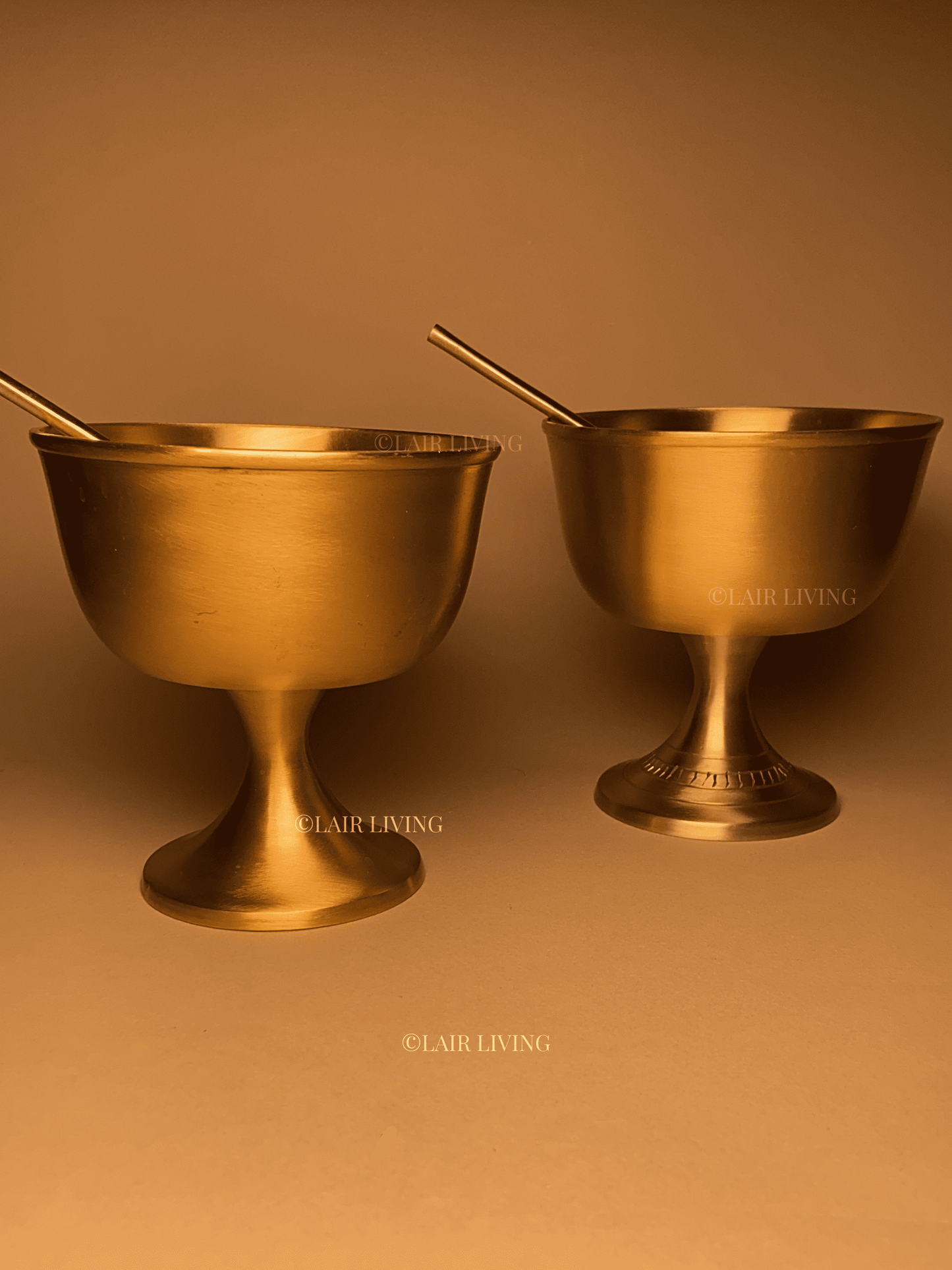 Pure Brass Gelato Bowl | Matte Finish Dessert Bowl with Spoon – Luxurious & Timeless - Lair living