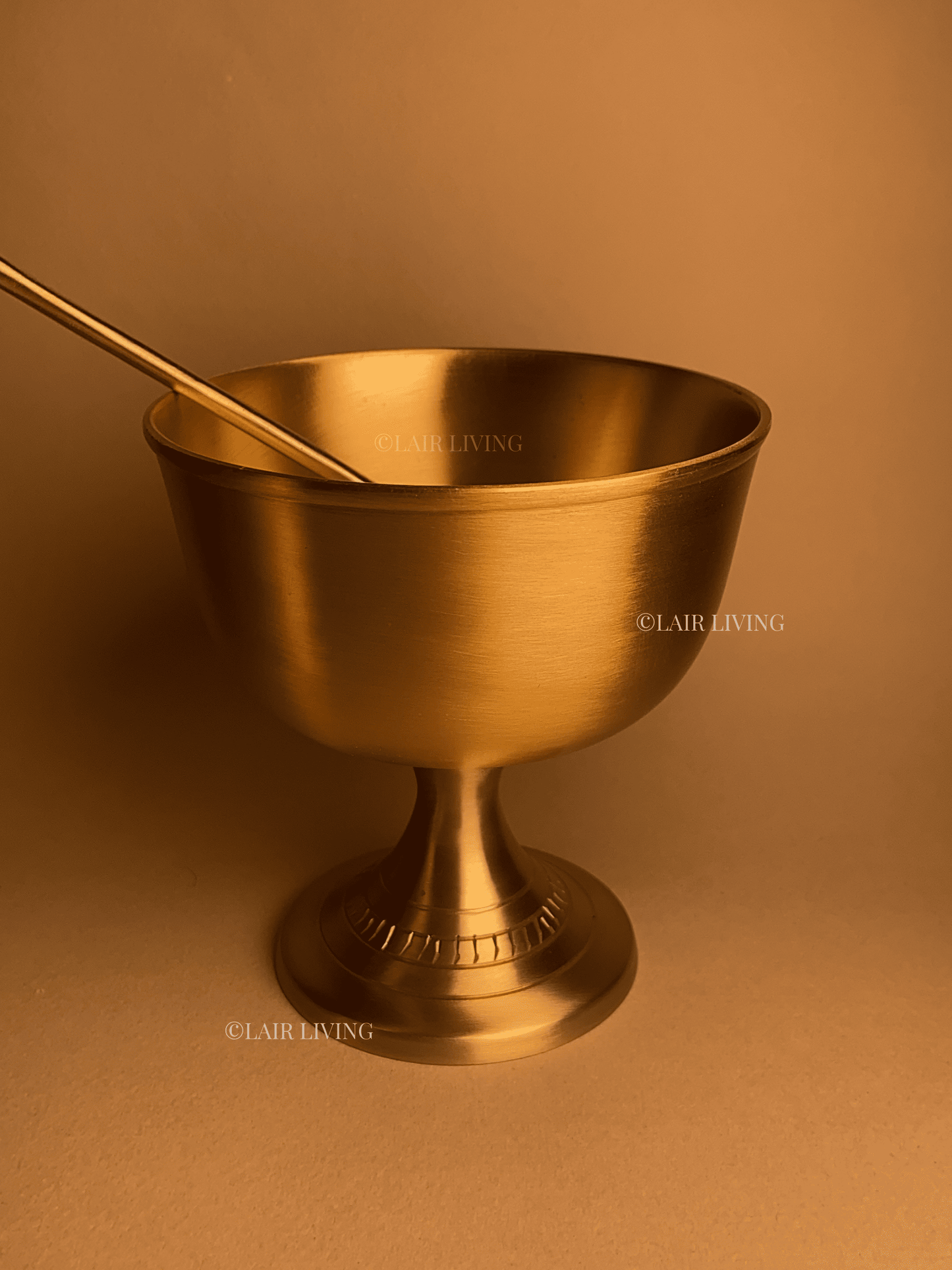 Pure Brass Gelato Bowl | Matte Finish Dessert Bowl with Spoon – Luxurious & Timeless - Lair living