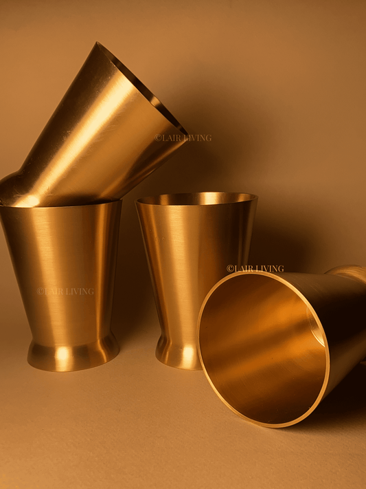 Matte Brass Tumbler Set – Pure Brass Drink ware for Everyday Luxury - Lair living