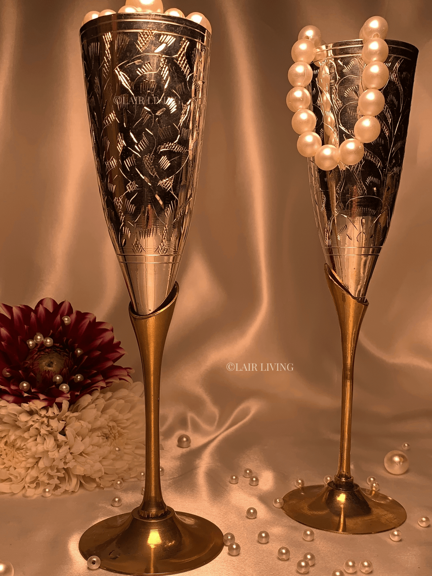 Luxury pure brass champagne glass by Lair Living, ideal for celebrations and premium gifting. Elegant and durable, perfect for adding a touch of sophistication to any occasion. Best in India for luxury drinkware.