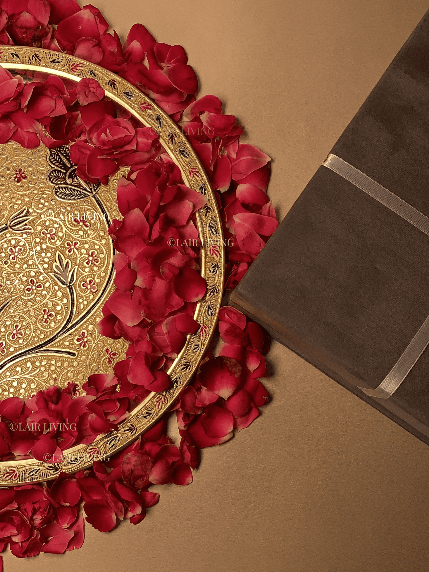 The Sacred Bloom Pooja Thali Set | Brass Pooja Thali Set - Lair living