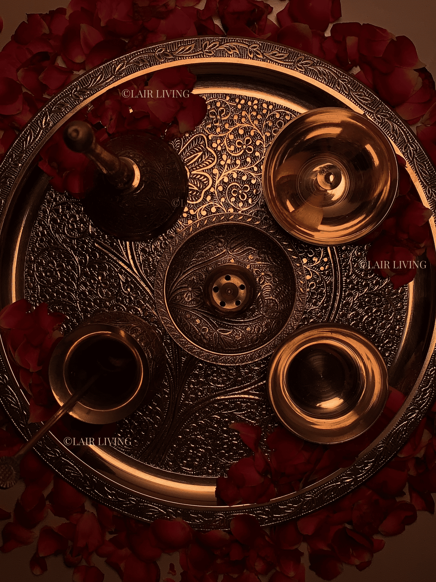 The Sacred Glow Brass Pooja Thali Set | Brass Pooja Thali Set - Lair living
