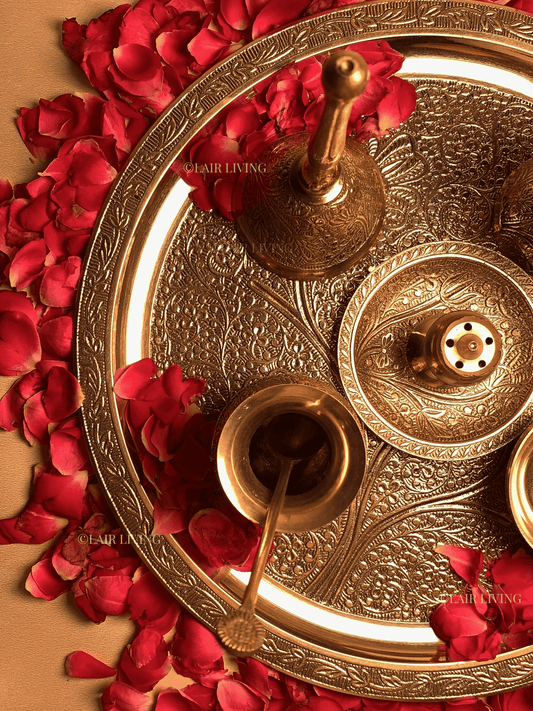 The Sacred Glow Brass Pooja Thali Set | Brass Pooja Thali Set - Lair living