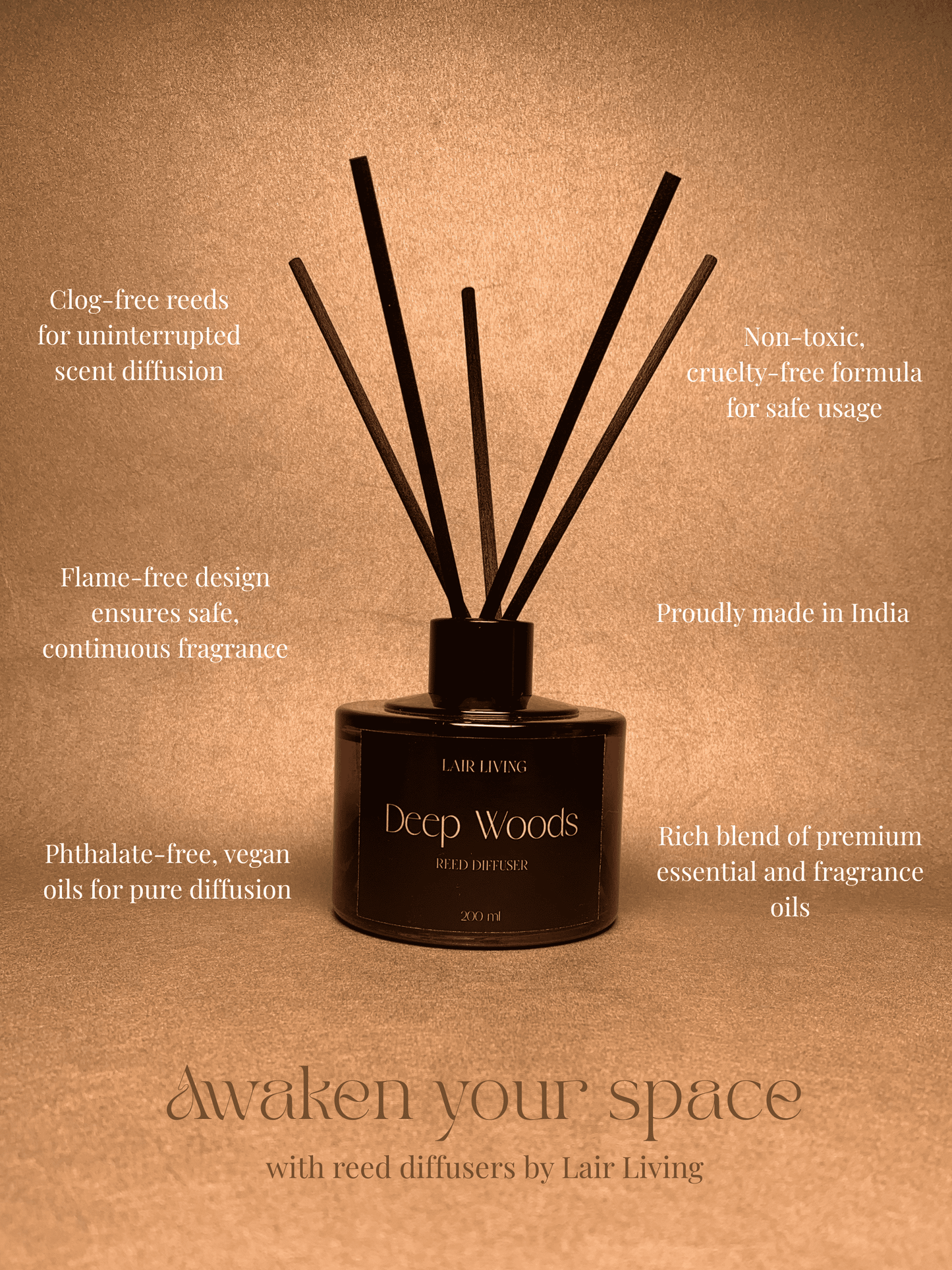 Deep Woods Luxury Reed Diffuser – 100 ml & 200 ml | Lair Living - Lair living