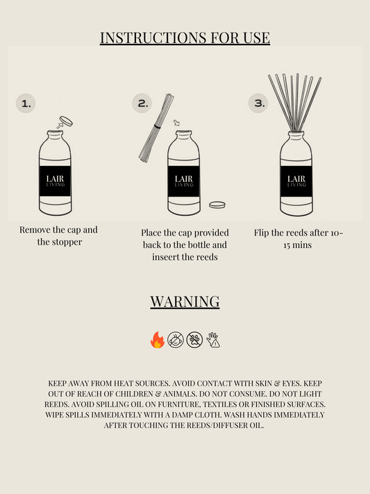Reed diffuser reeds and refill guide - how to make a reed diffuser last longer, Lair Living India