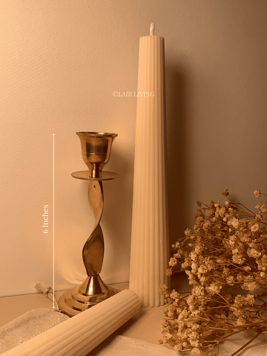 Small changes to make Indian home feel luxurious - brass candle stand and soy wax candles