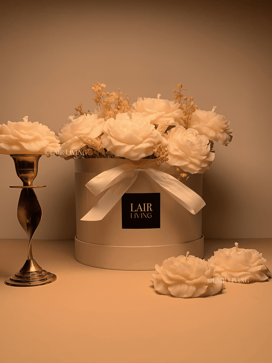 Large peony candle flower bouquet as a Karwa Chauth gift for a wife