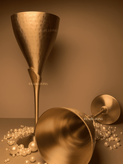 Hammered Brass Champagne Glasses | Artisanal Collection | Lair Living - Lair living