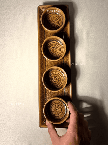 Terra Dip Bowl Set with Platter | Handmade Ceramic — Stoneware Ceramic Collection by Lair Living