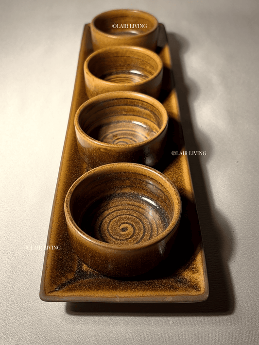 Terra Dip Bowl Set with Platter | Handmade Ceramic — Stoneware Ceramic Collection by Lair Living