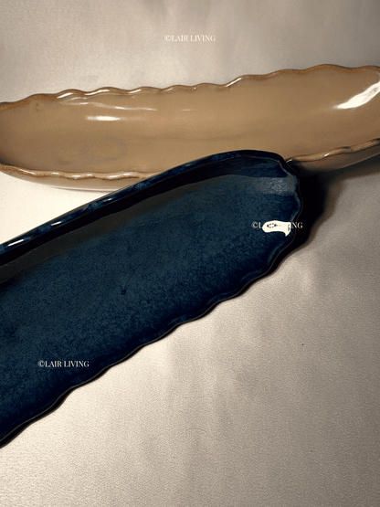 Indigo Serving Boat | Handmade Ceramic — Stoneware Ceramic Collection by Lair Living
