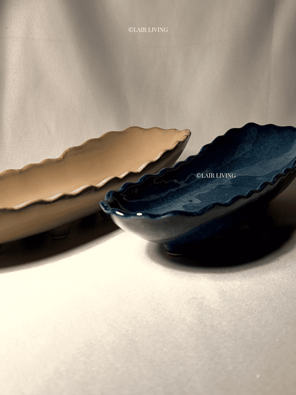 Indigo Serving Boat | Handmade Ceramic — Stoneware Ceramic Collection by Lair Living