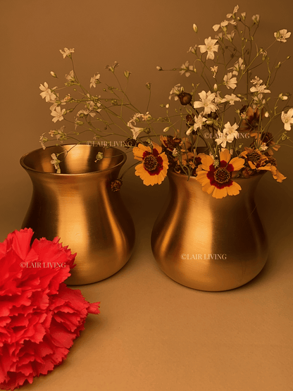 Timeless Brass Mini Vase – Handcrafted Matte Gold Small Vase for Home & Table Decor - Lair living