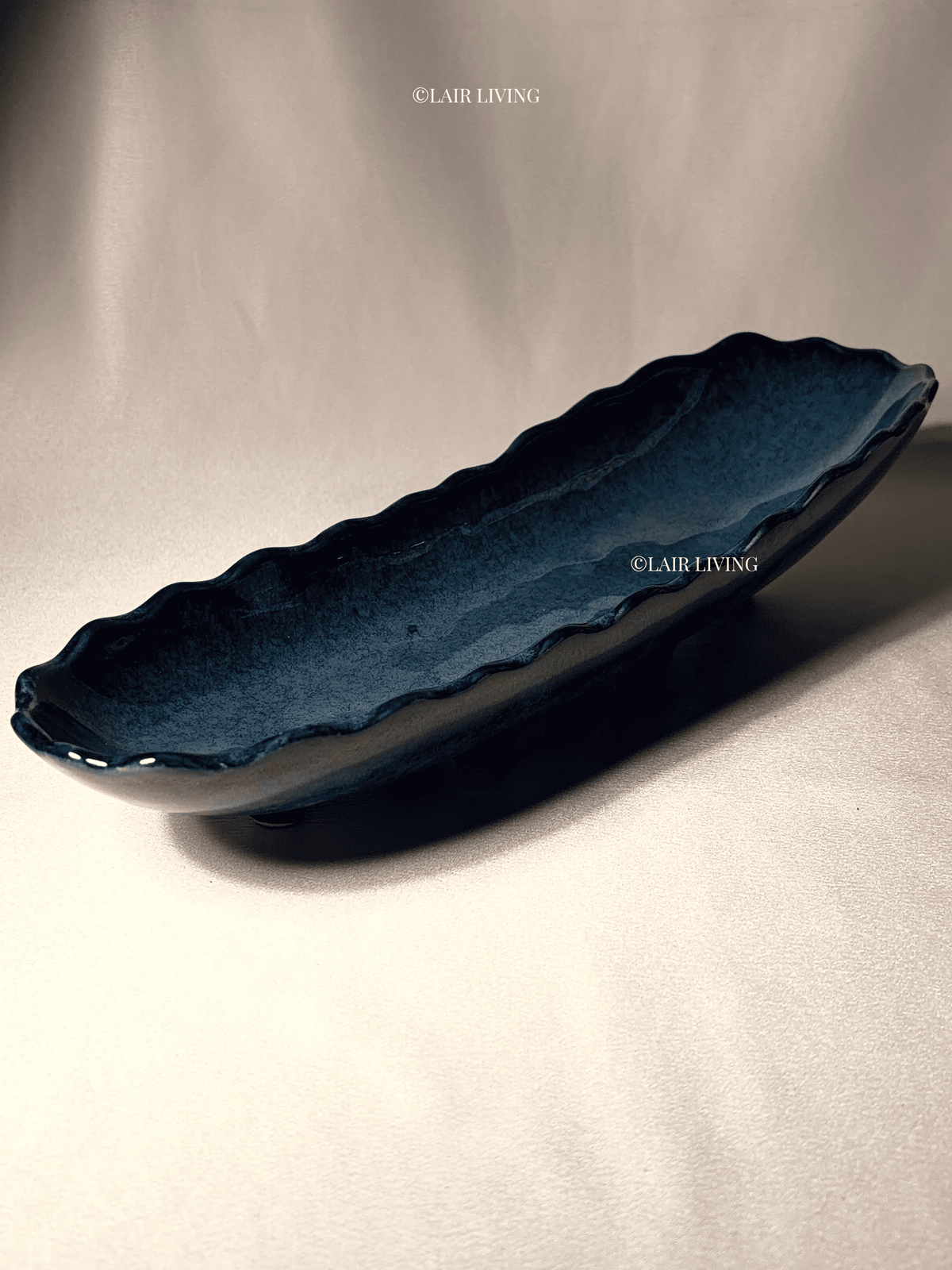 Indigo Serving Boat | Handmade Ceramic — Stoneware Ceramic Collection by Lair Living