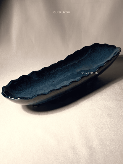 Indigo Serving Boat | Handmade Ceramic — Stoneware Ceramic Collection by Lair Living