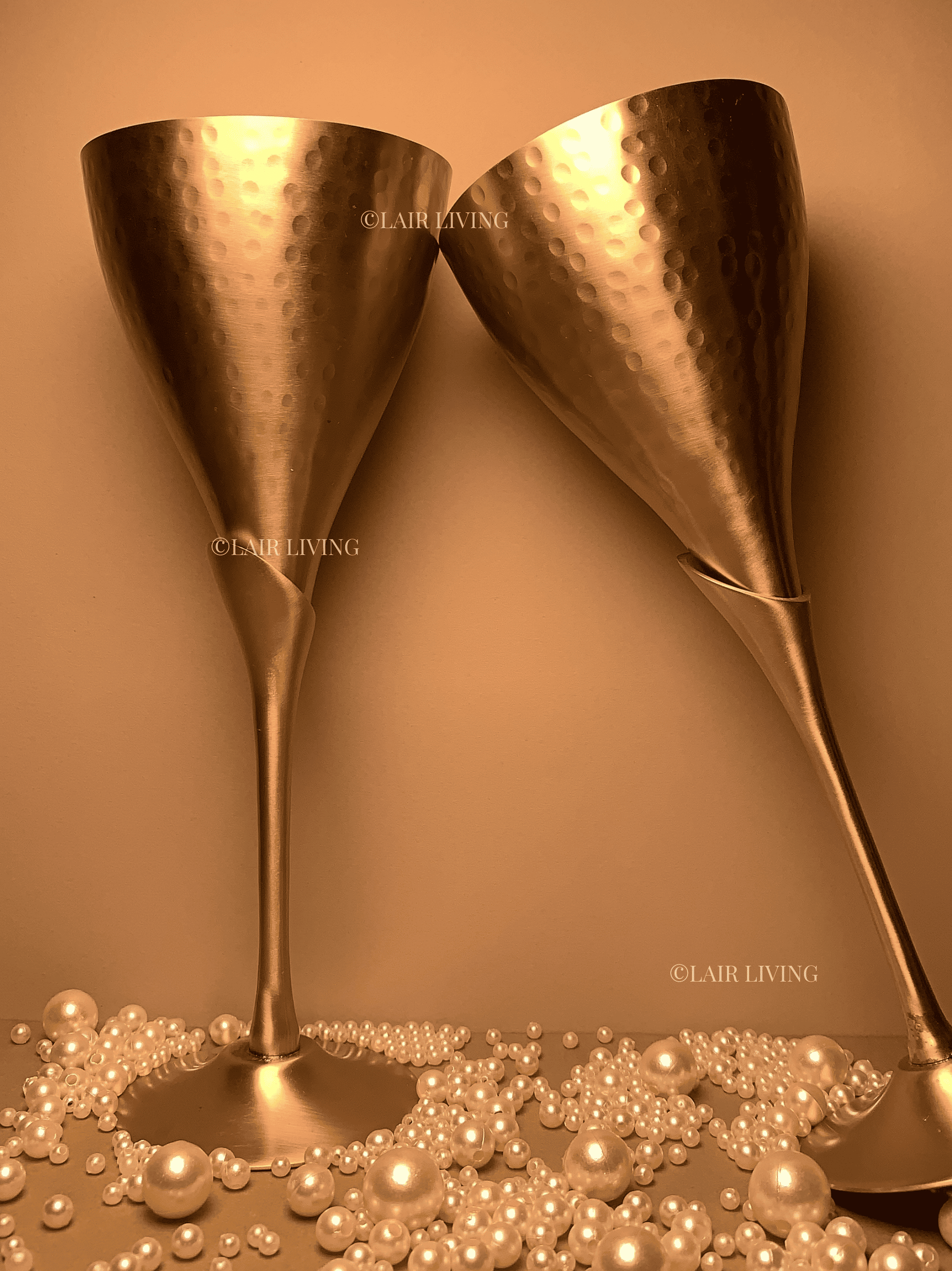 Hammered Brass Champagne Glasses | Artisanal Collection | Lair Living - Lair living