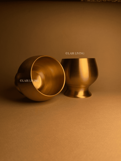 Elysian Handcrafted Brass Dessert Bowl | Matte Gold Gelato & Ice Cream Bowl with Spoon - Lair living