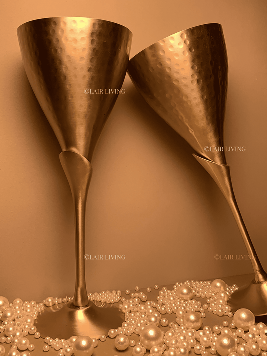 Hammered Brass Champagne Glasses | Artisanal Collection | Lair Living - Lair living