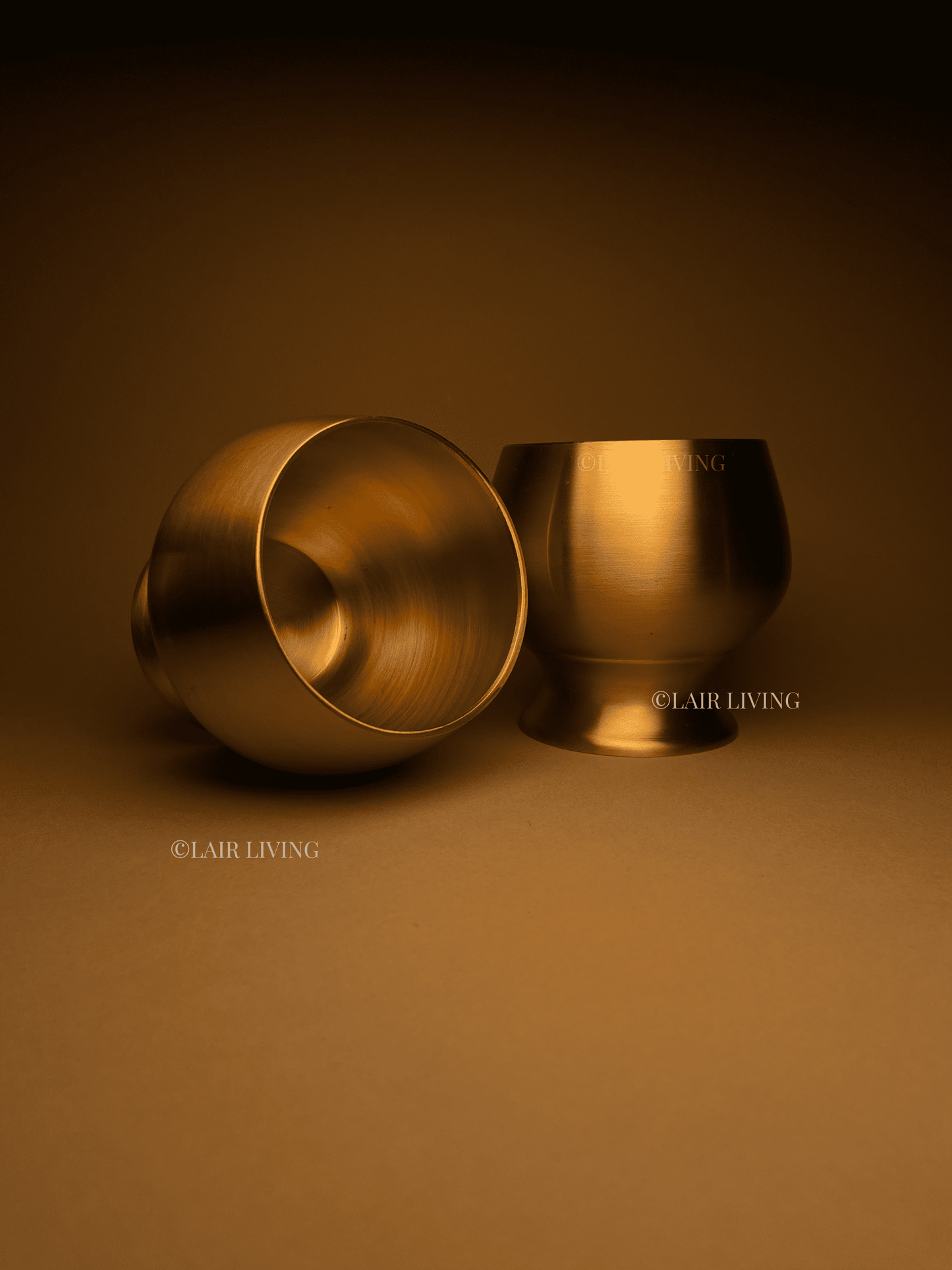 Elysian Handcrafted Brass Dessert Bowl | Matte Gold Gelato & Ice Cream Bowl with Spoon - Lair living