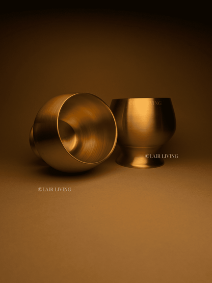 Elysian Handcrafted Brass Dessert Bowl | Matte Gold Gelato & Ice Cream Bowl with Spoon - Lair living