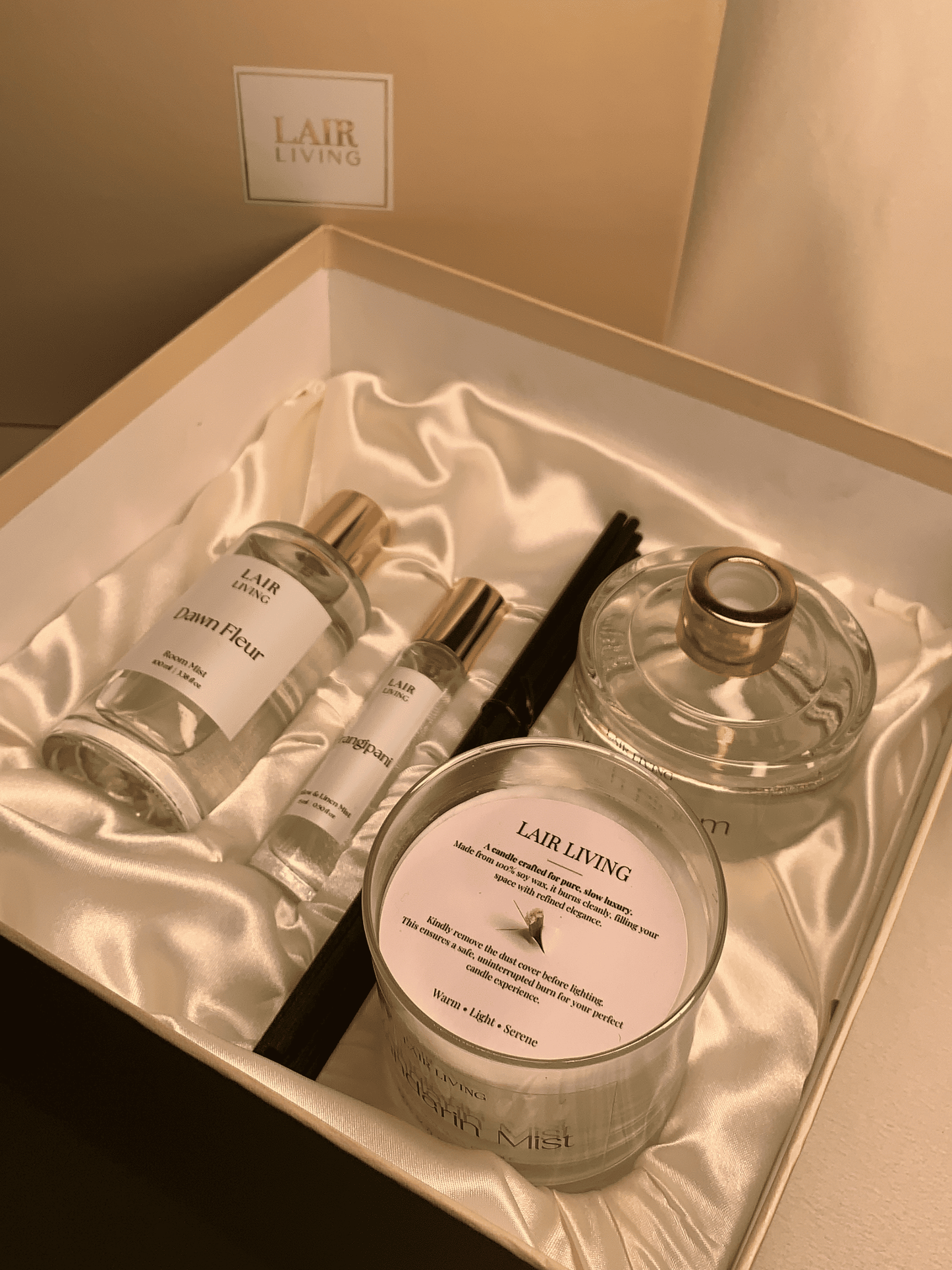 Dawn & Bloom Luxury Gift Box | Room Mist, Reed Diffuser, Candle & Pillow Mist by Lair Living
