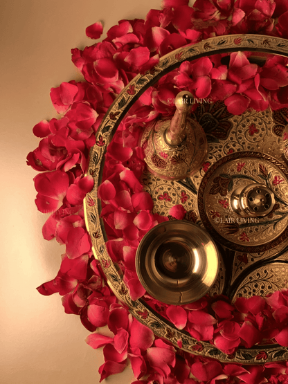 The Sacred Bloom Pooja Thali Set | Brass Pooja Thali Set - Lair living