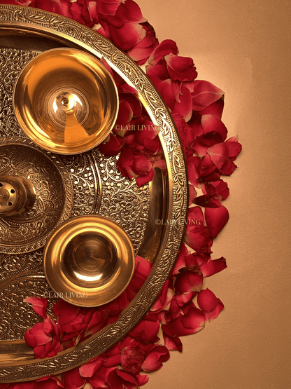 The Sacred Glow Brass Pooja Thali Set | Brass Pooja Thali Set - Lair living