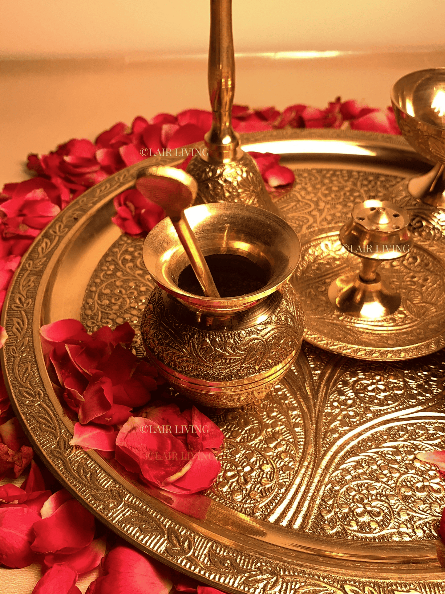 The Sacred Glow Brass Pooja Thali Set | Brass Pooja Thali Set - Lair living
