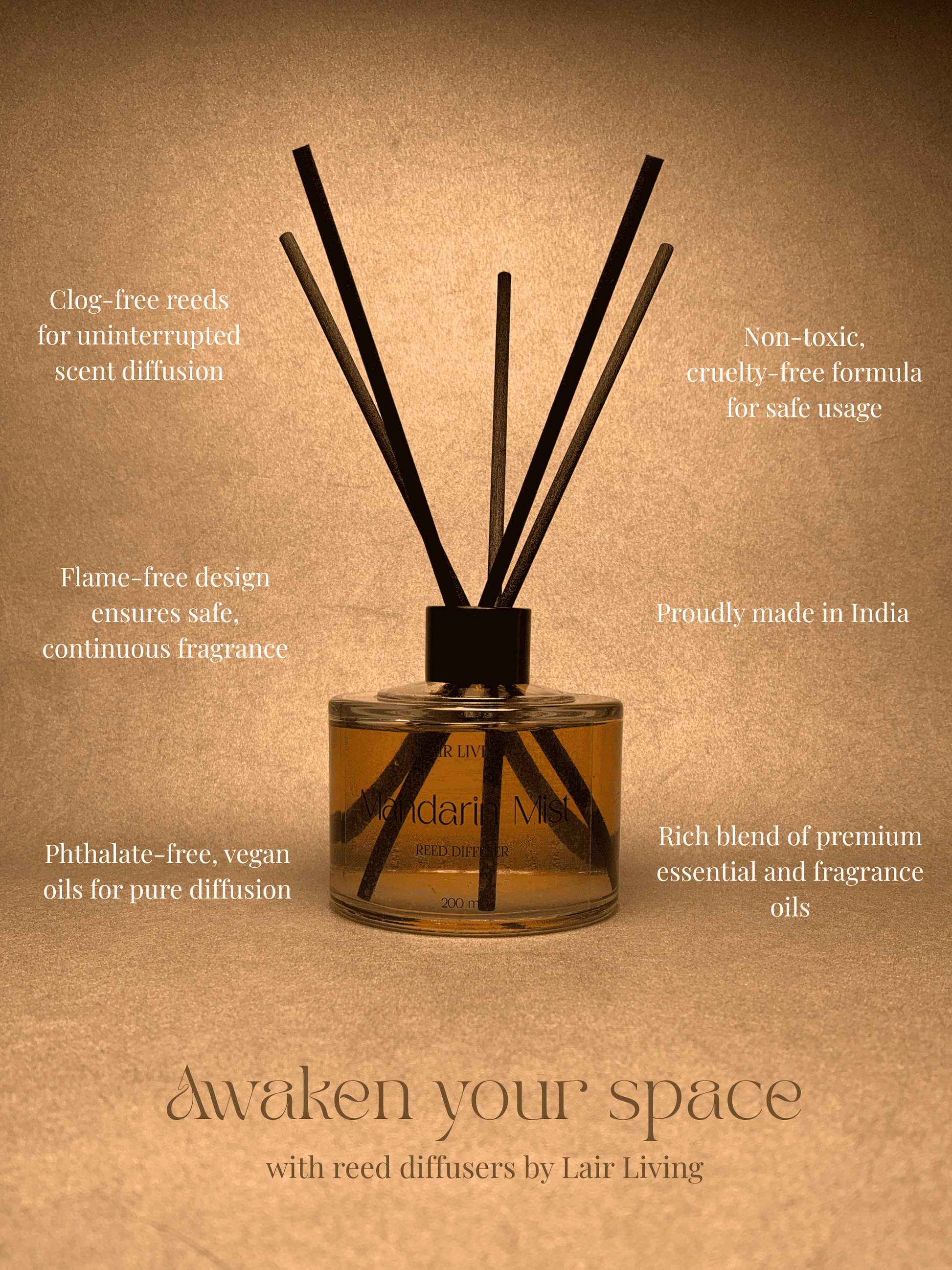 Mandarin Mist  Luxury Reed Diffuser – 100 ml & 200 ml | Lair Living - Lair living