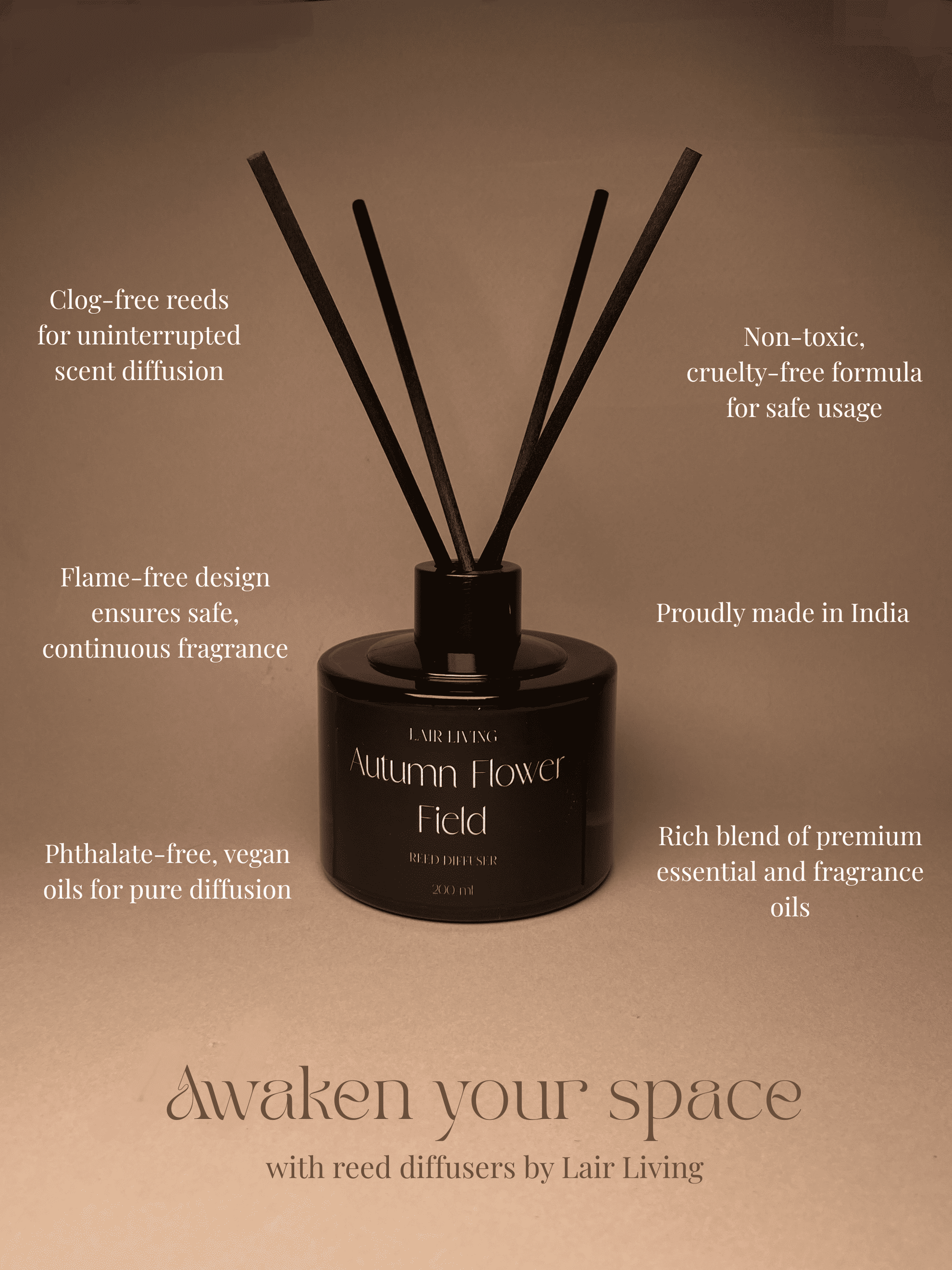 Autumn Flower Field Luxury Reed Diffuser – 100 ml & 200 ml | Lair Living - Lair living